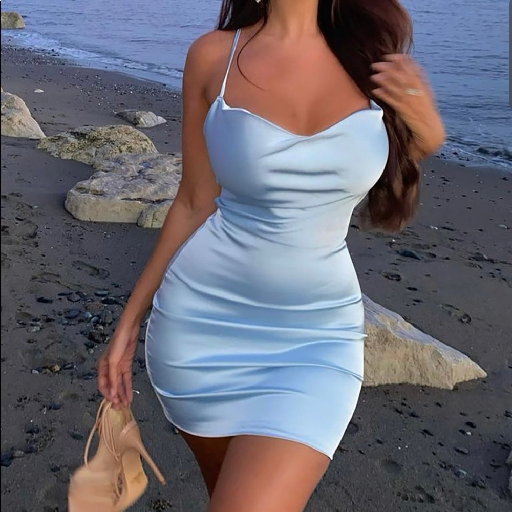 Mini lace up back dress